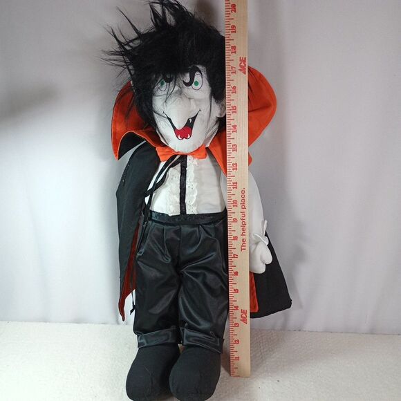 Vtg 1992 TL Toys Dracula Doll 21" Plush Nylon Vampire Count Halloween Decor - Picture 11 of 16